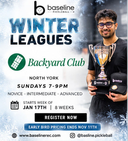 Baseline winter adult pickleball leagues Backyard Club North York
