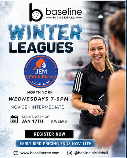 Baseline winter adult pickleball leagues JEM North York